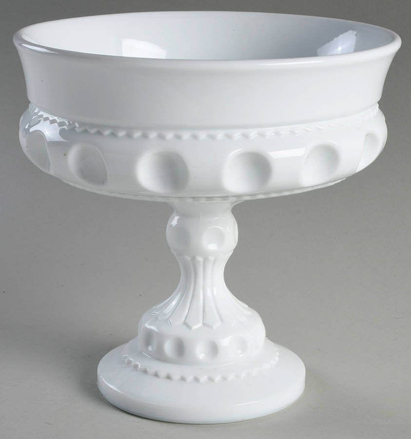 Color Crown Milk Glass Round Compote (Height X Width) by Colony-1
