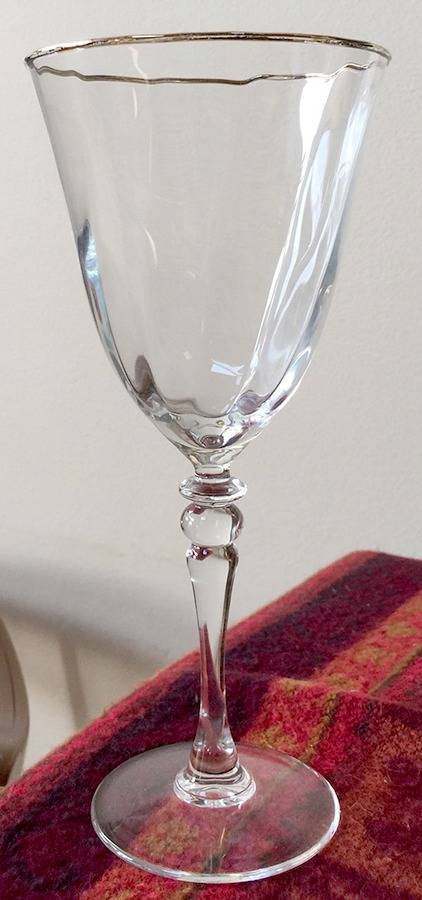 Lystra (Gold Trim) Water Goblet by Cristal D'Arques - Durand-1