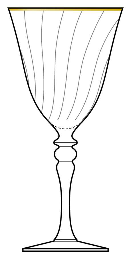 Lystra (Gold Trim) Water Goblet by Cristal D'Arques - Durand-1