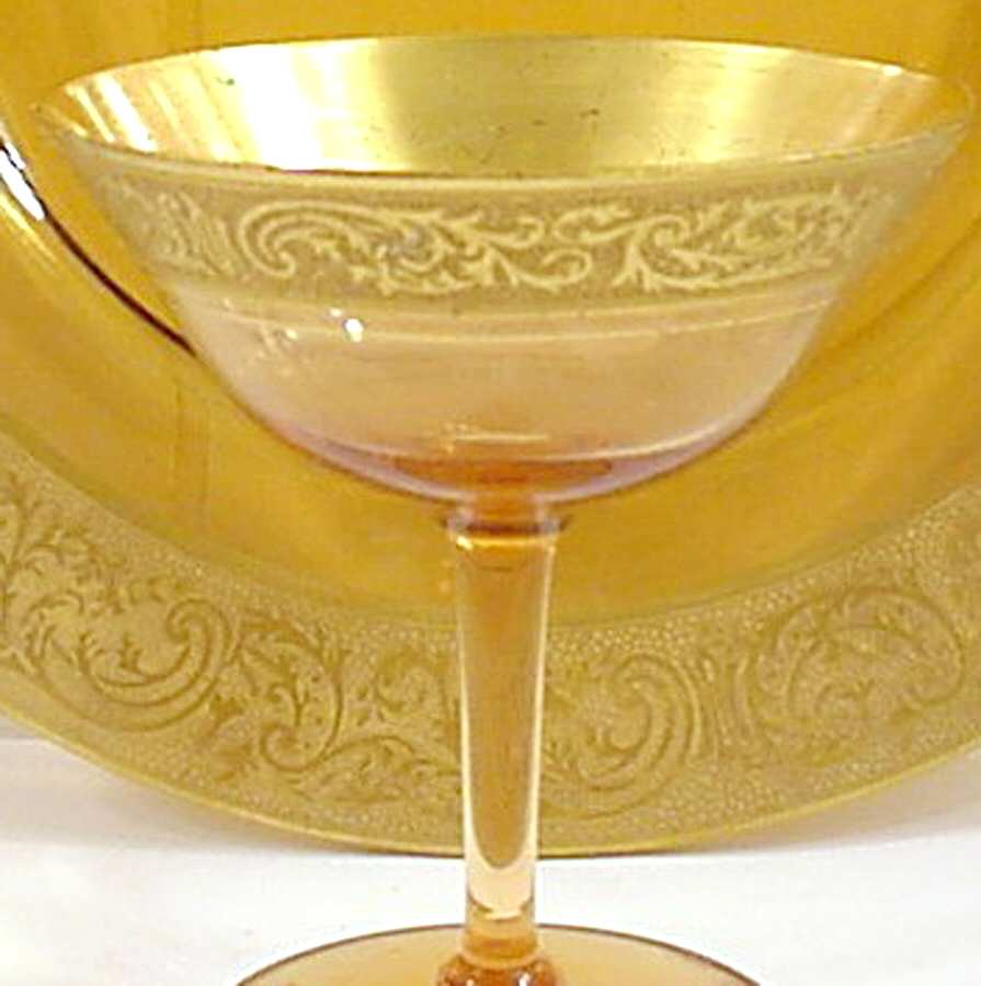 Florentine Amber (Gold Trim, Encrusted, 3060) Champagne/Tall Sherbet by Cambridge-1