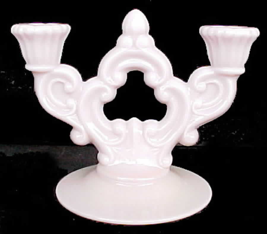 3400 Crown Tuscan (Pink Opaque) 3400/647 2 Light Candlestick (Round Base) by Cambridge-1