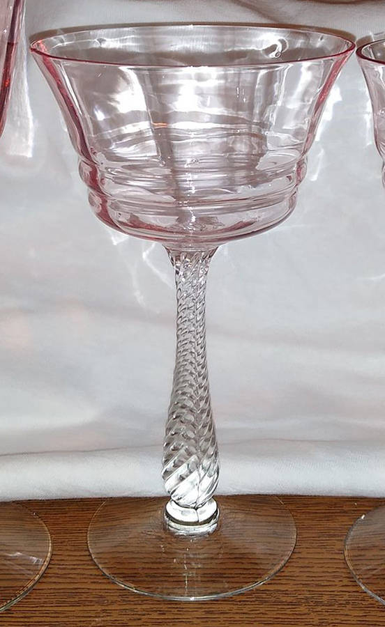3095 Pink (Clear Stem) Champagne/Tall Sherbet by Cambridge-1