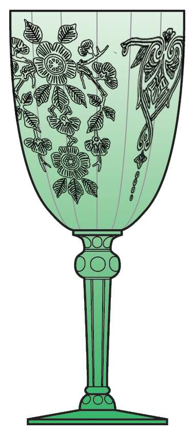 Apple Blossom Emerald Green (Lt Green, Stem 3135) Water Goblet by Cambridge-1