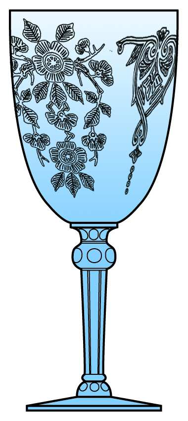 Apple Blossom Blue (Light Blue Stem 3135) Water Goblet by Cambridge-1