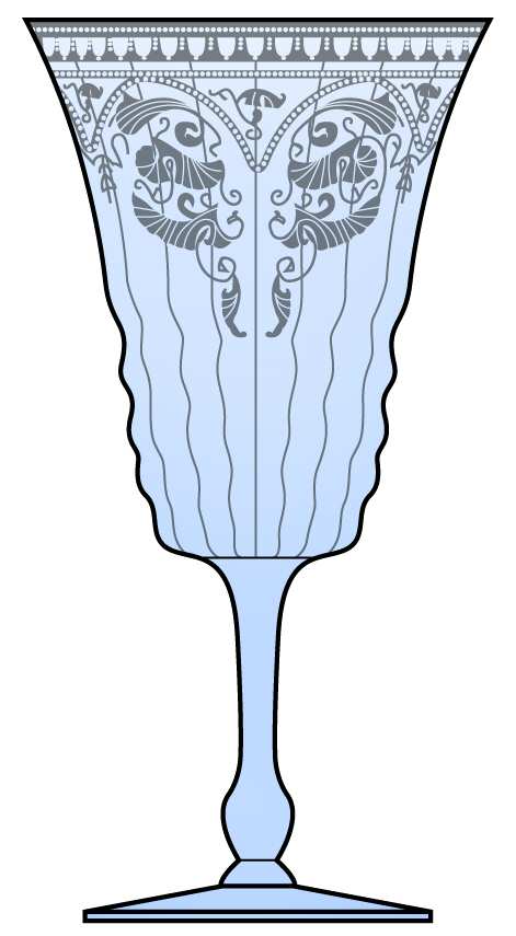 Etch 704 Blue (Stem 3075) Water Goblet by Cambridge-1