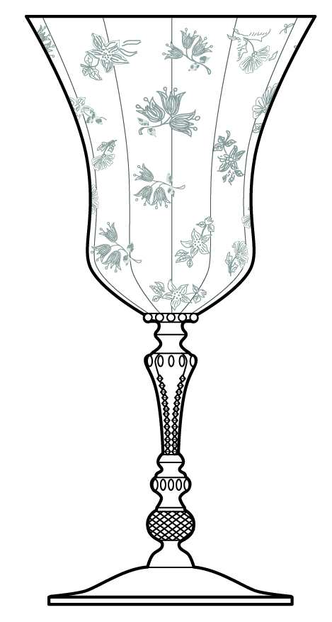Chintz (Stem #3500) Water Goblet by Cambridge-1