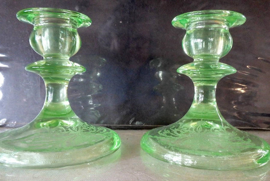 Etch 739 Emerald Green (Stem 3130) 4" Single Light Candlestick by Cambridge-1