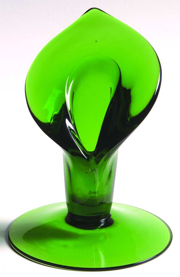 Pristine Emerald Green Calla Lilla Candlestick by Cambridge-1