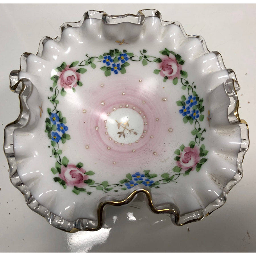 Charleton Roses (Fenton) Double Crimped Footed Compote by Charleton Decorating-1