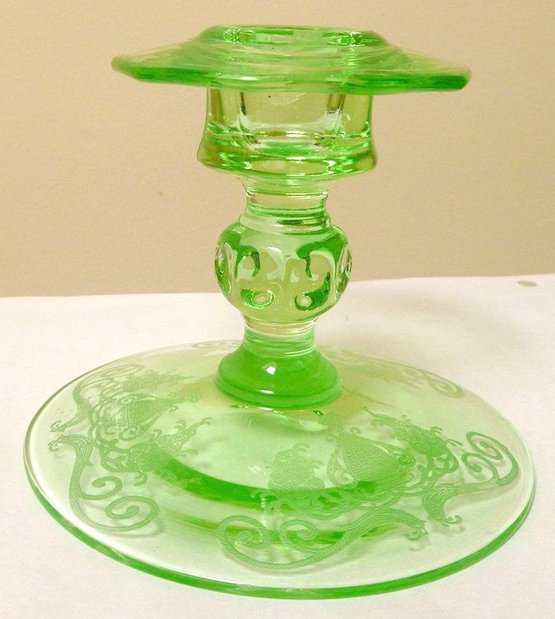 Etch 733 Emerald Green (Stem 3115) 4" Single Light Candlestick by Cambridge-1