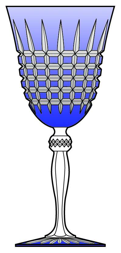 CRA38 (Gray Cuts) Water Goblet by Cristal D'Arques - Durand-1