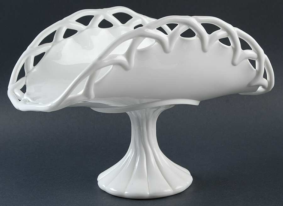 Lace Edge Milk Glass Banana Stand by Colony-1