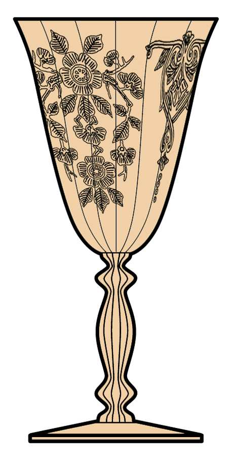 Apple Blossom Amber (Stem 3130) Water Goblet by Cambridge-1