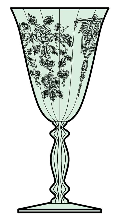 Apple Blossom Emerald Green (Stem 3130) Water Goblet by Cambridge-1