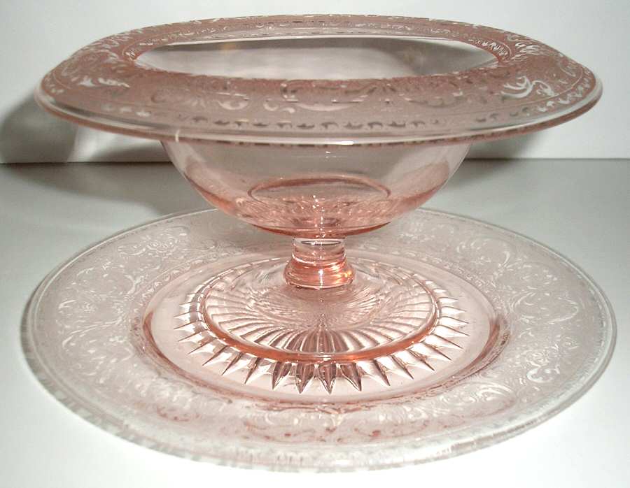 Etch 725 Pink (No Trim) Mayonnaise Bowl and Underplate by Cambridge-1