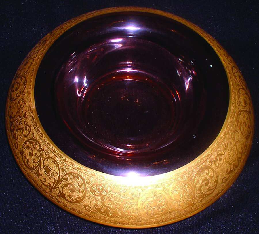 Etch 725 Pink (Gold Encrusted) Rolled Edge Bowl by Cambridge-1