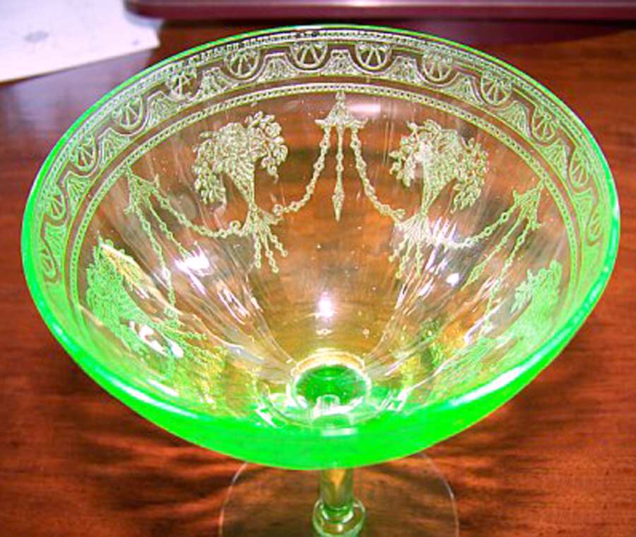 Etch 701 Green (Light Emerald) Champagne/Tall Sherbet by Cambridge-1