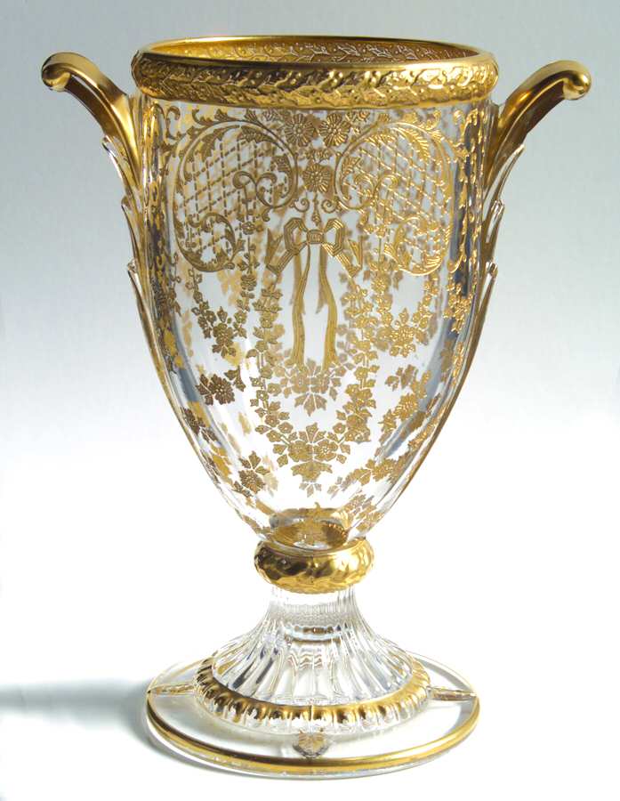 Minerva Clear (Stem 3500, Gold Encrusted) 12" Footed Urn No Lid by Cambridge-1