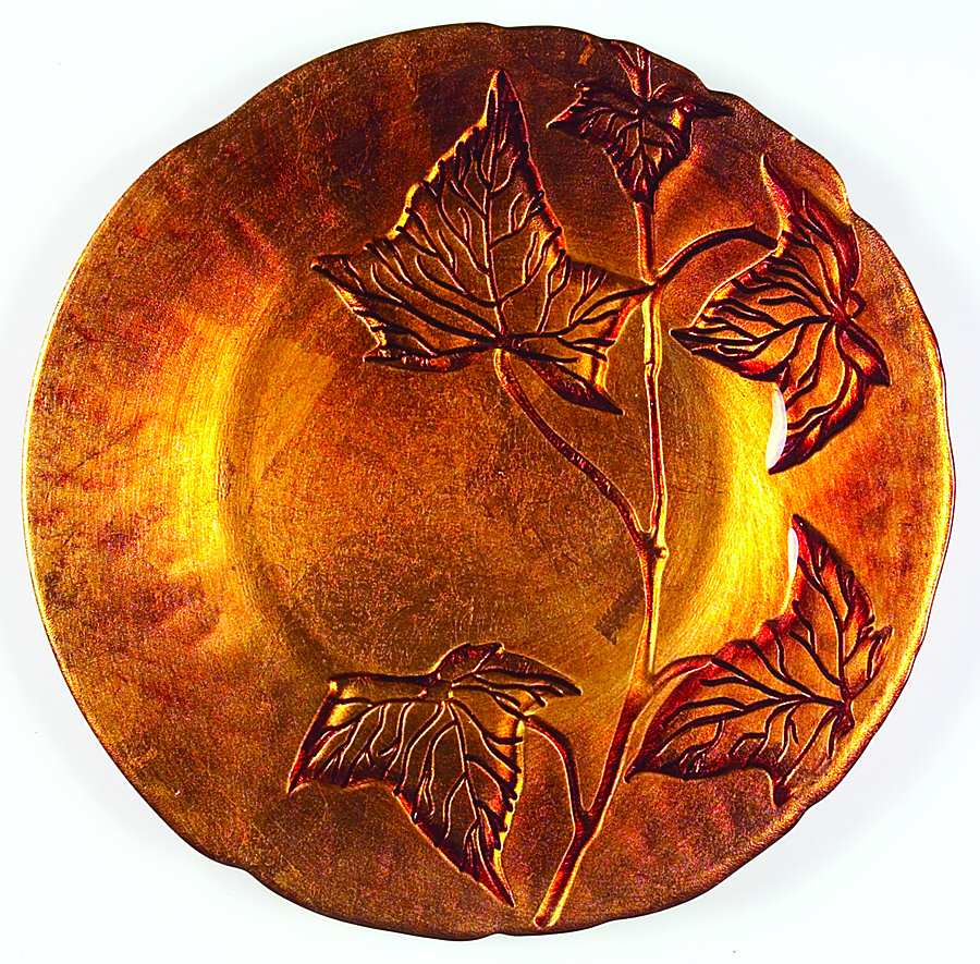 Decorated Glassware (Red Gold Leaf) 12" Round Platter by Certified International-1