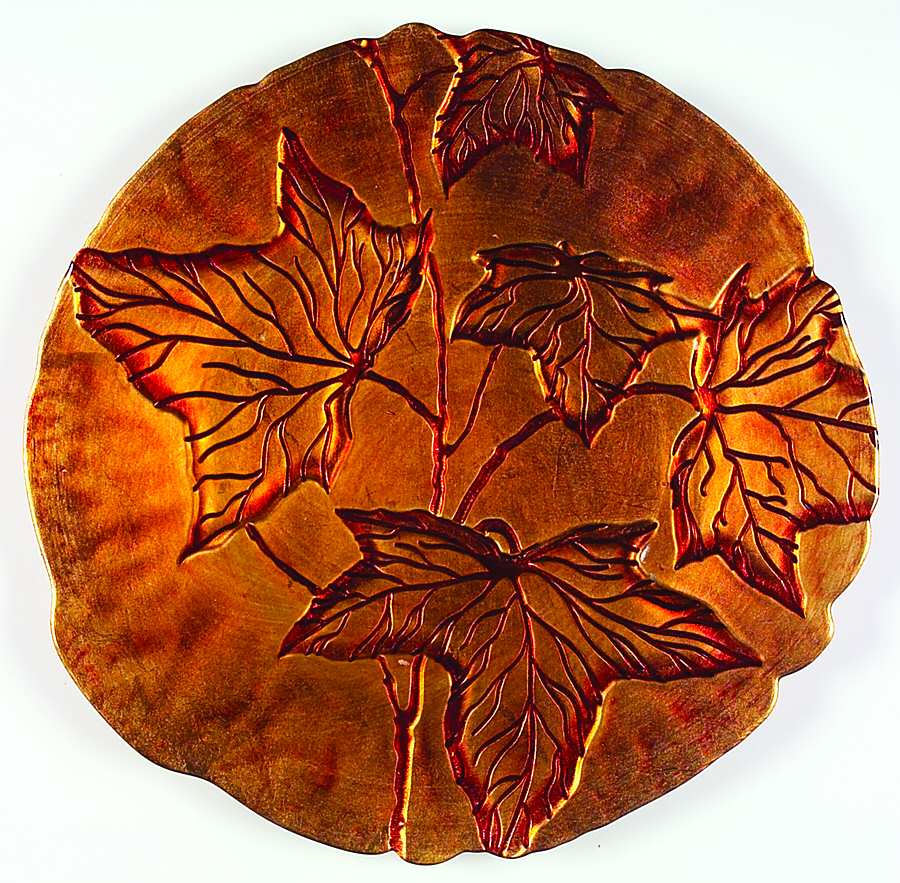 Decorated Glassware (Red Gold Leaf) 15" Round Platter by Certified International-1