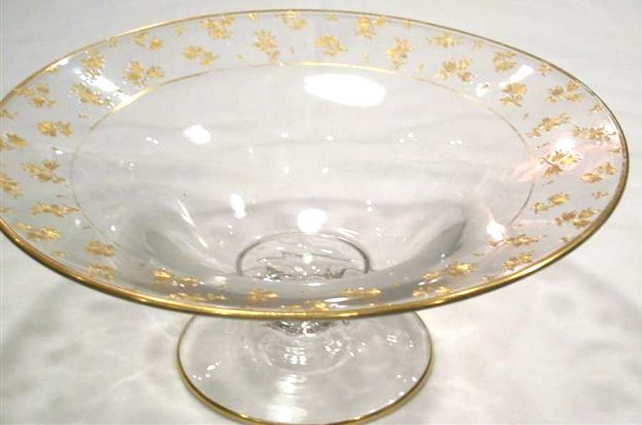 Chintz Clear (Gold Encrusted) Compote by Cambridge-1
