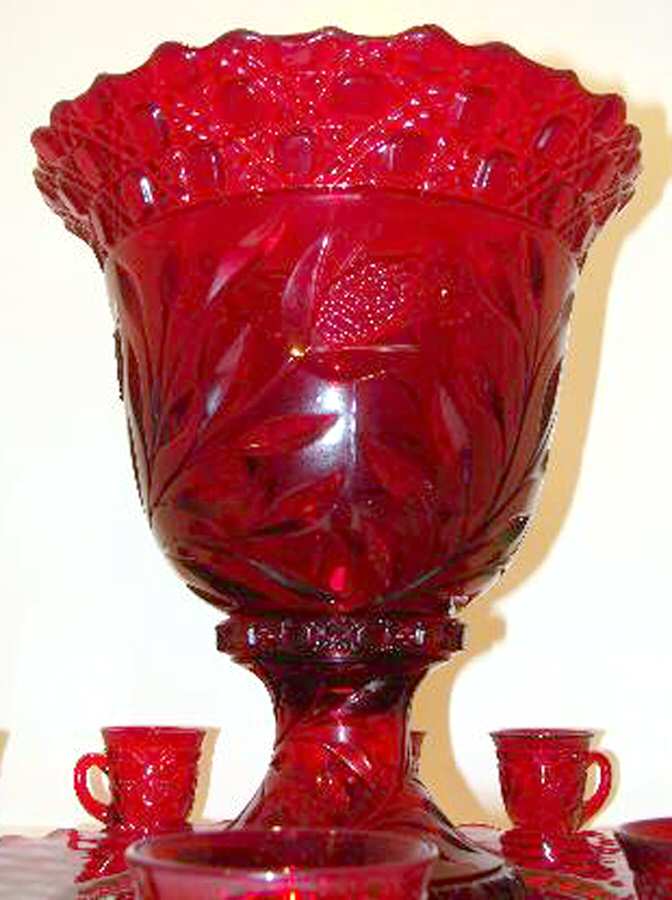 Wild Rose Ruby Punch Bowl with Stand by Cambridge-1