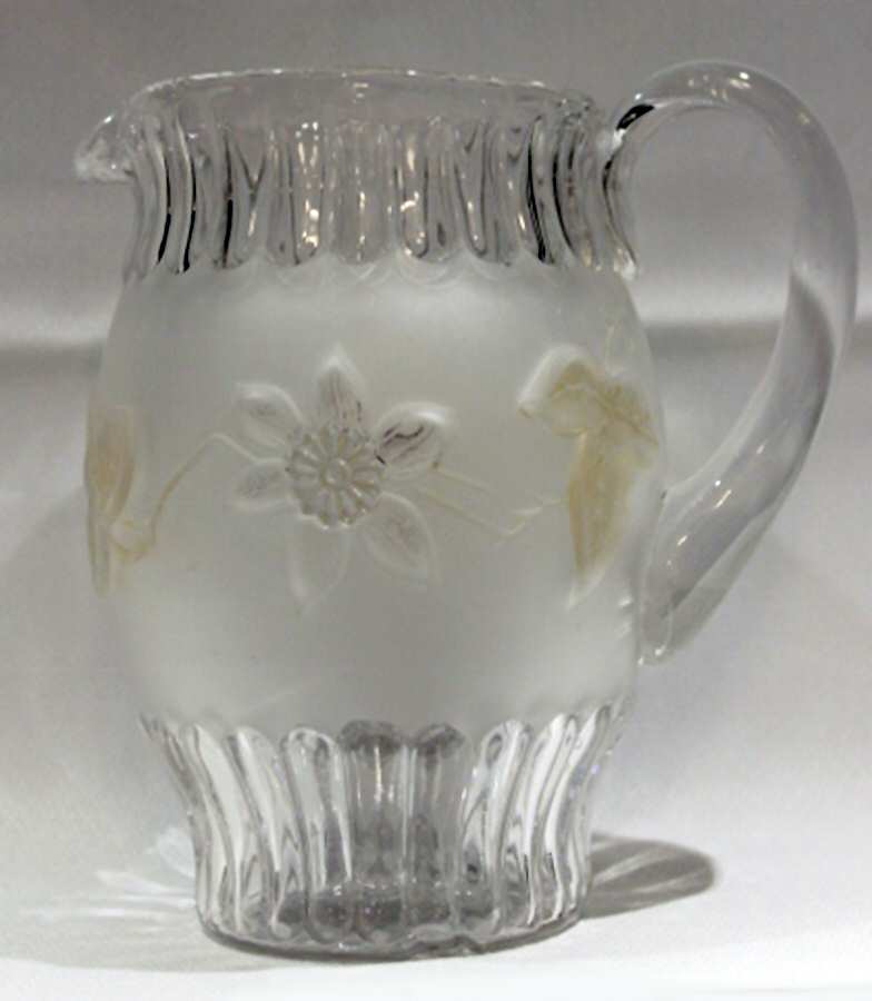 Clematis Peach (Frosted) Pitcher by Crystal Glass -1
