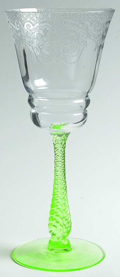 Etch 520 Green (Stem 3095) Water Goblet by Cambridge-1