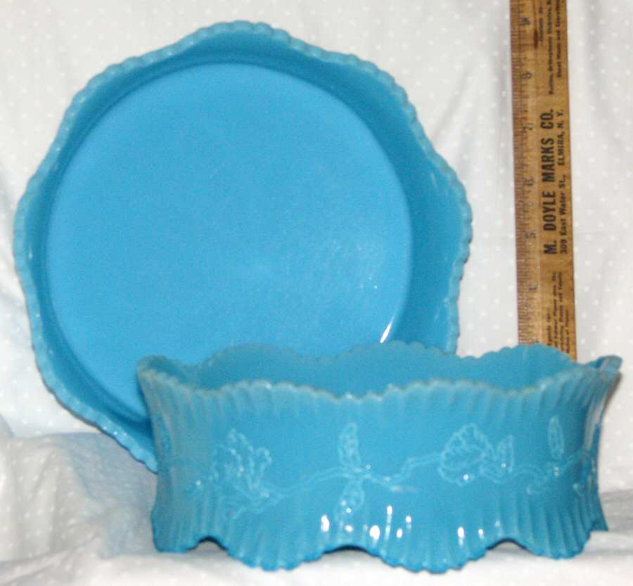 Trailing Vine Blue (Opaque) 8" Round Bowl by Coudersport Glass-1