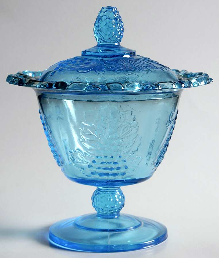 Harvest Light Blue Footed Candy Dish & Lid by Colony-1