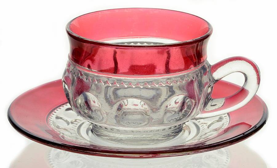 Cranberry Crown Cup & Saucer Set by Colony-1