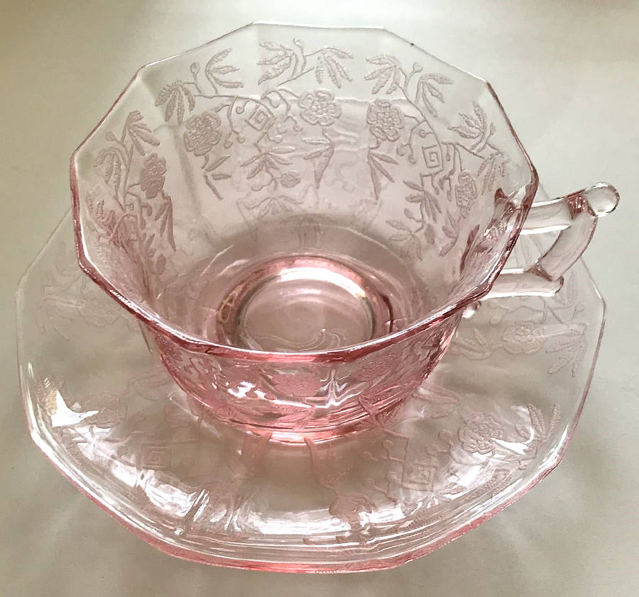 Rosalie Clear Pink Cup & Saucer Set by Cambridge-1