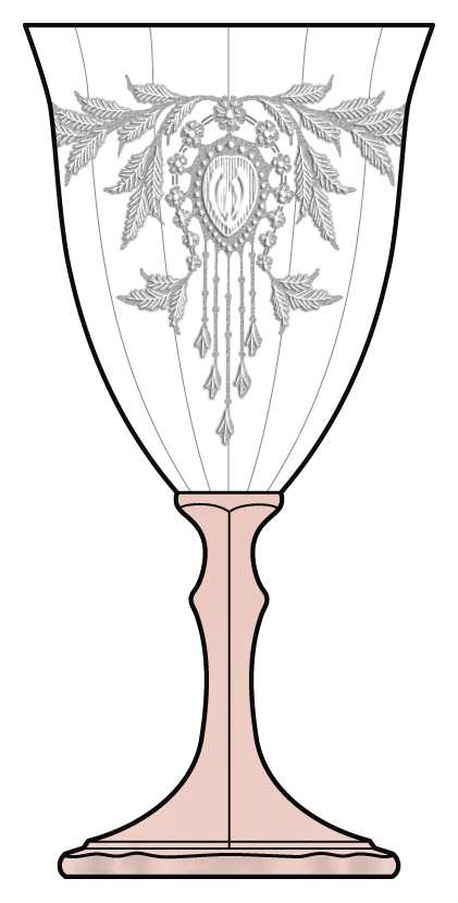 Etch 405 (Pink) Water Goblet by Cambridge-1