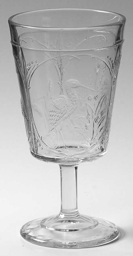 Frosted Stork Water Goblet by Crystal Glass -1