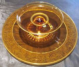 Florentine Amber (Gold Trim, No Encrusted, 3060) Cheese & Cracker Set by Cambridge-1