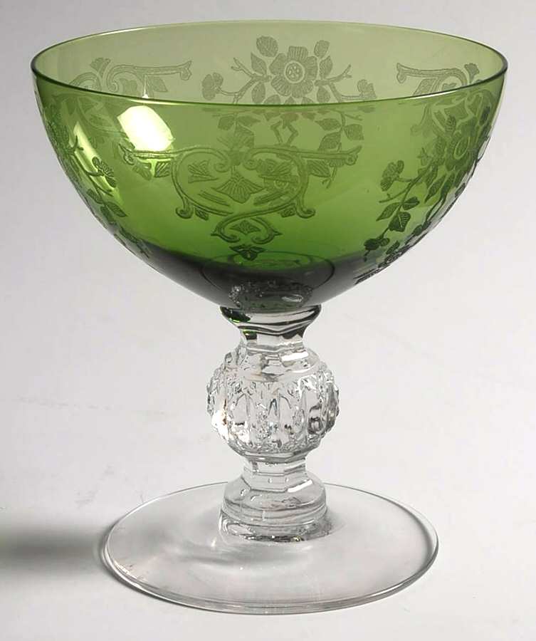 Apple Blossom Green (Stem 1066) Champagne/Tall Sherbet by Cambridge-1