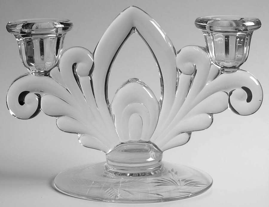 Cut 1064 6" Double Light Candlestick by Cambridge-1