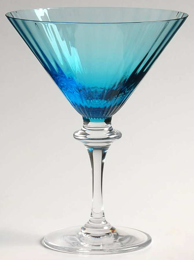 Ritz Blue Martini Glass by Cristal de Sevres-1