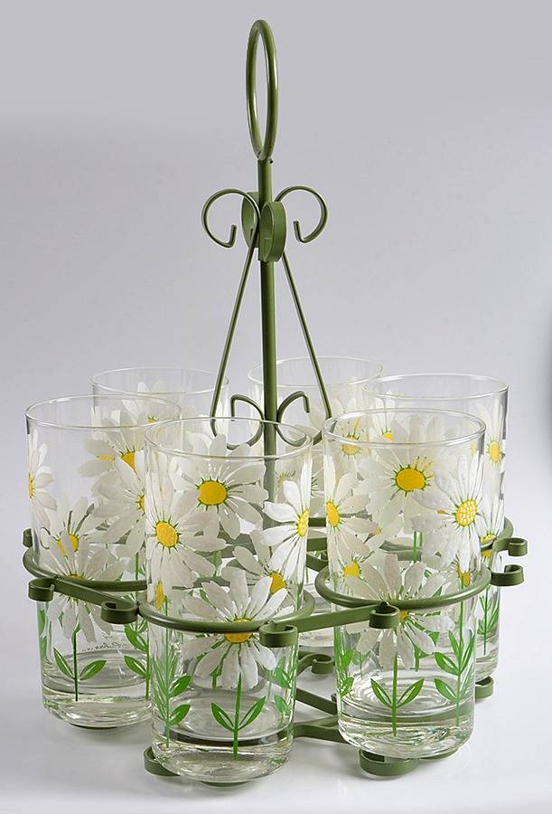 Daisy Tumbler Set-6 10 Oz Tumbler & Metal Holder by Culver-1