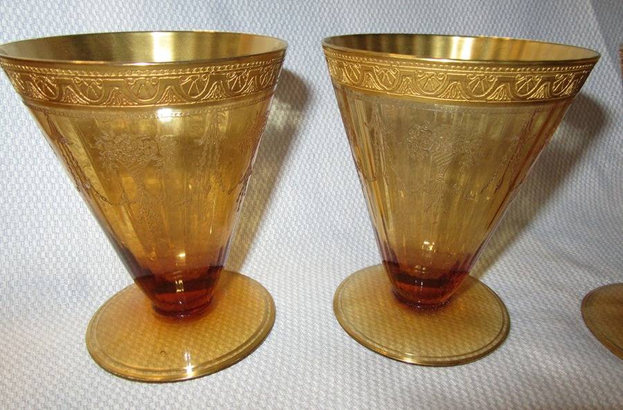 Etch 701 Amber (Full Gold Encrusted) 10 Oz Footed Tumbler by Cambridge-1
