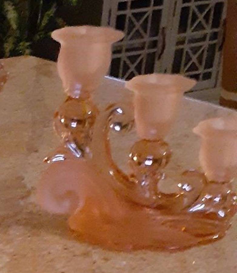 Alpine Pink (La Rosa) (#300) 3 Light Cascade Candlestick by Cambridge-1