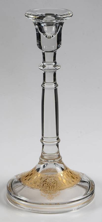 Etch 708 Clear-Gold Encrusted 9" Single Light Candlestick by Cambridge-1