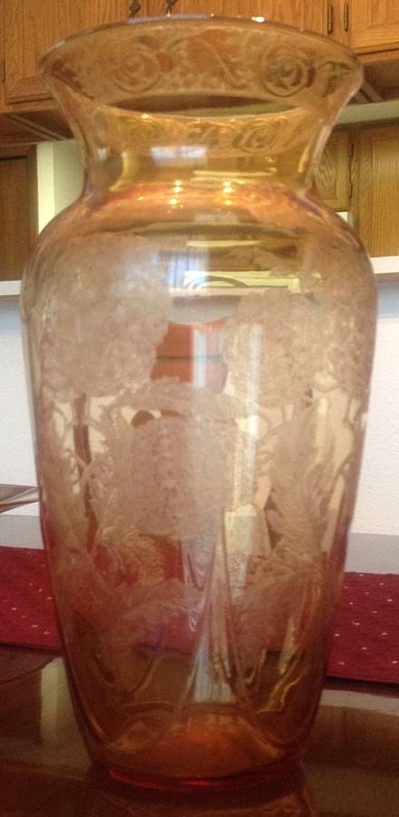 Etch 524-Etch 737 Amber 10" Flower Vase by Cambridge-1