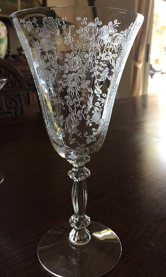 Rose Point Clear (Stem #3130) Water Goblet by Cambridge-1
