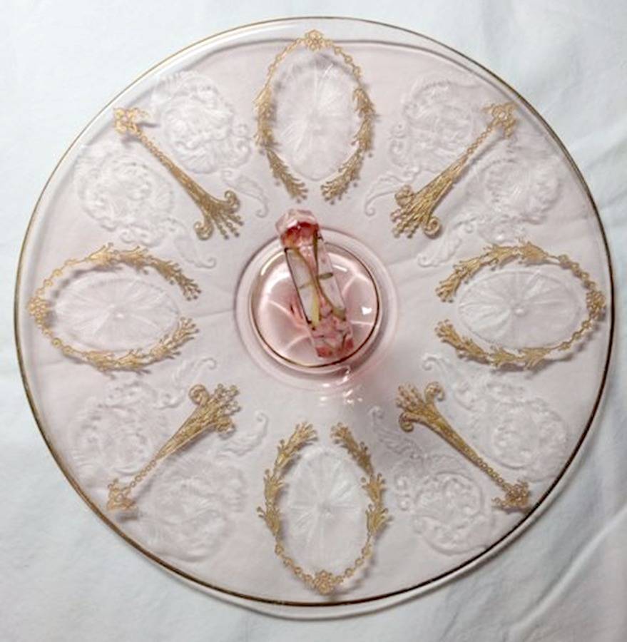 Etch 732 Pink Gold Encrusted Center Handle Tray by Cambridge-1