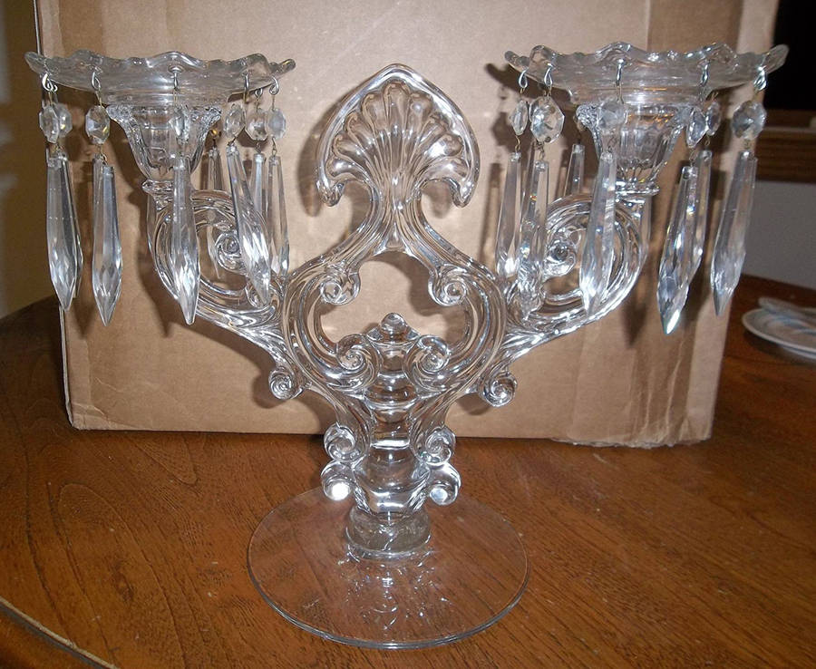 1441 2 Light Candelabra with Bobeche and Prisms by Cambridge-1