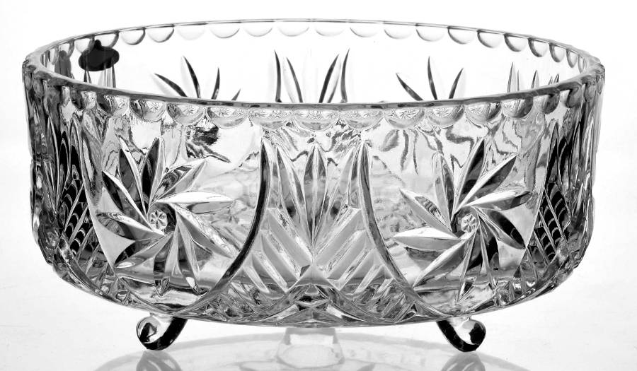 Pinwheel 7" 3-Toed Footed Bowl by Crystalex - Czech-1
