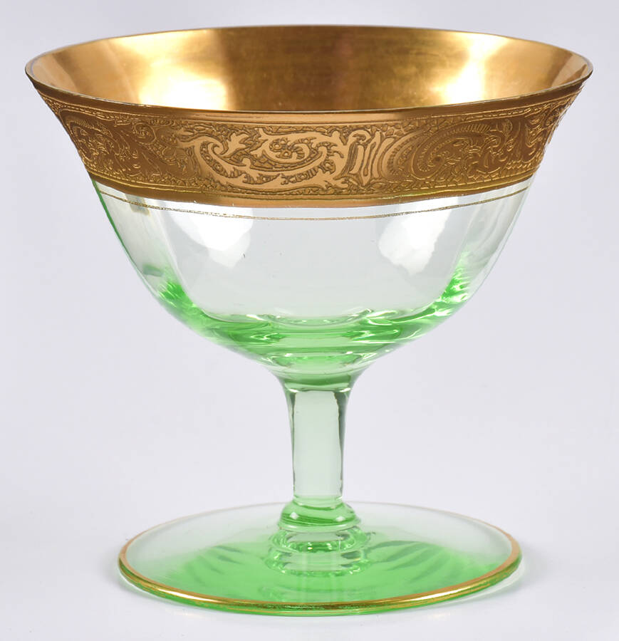 Florentine-Green & Gold (#3060) Low Sherbet by Cambridge-1