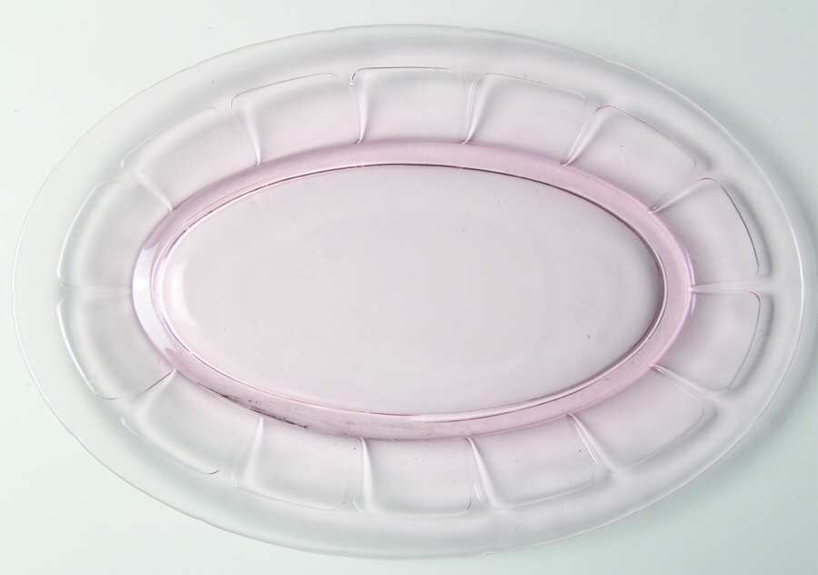 Victory Pink (No Trim) 12" Oval Platter by Diamond Glass Company-1