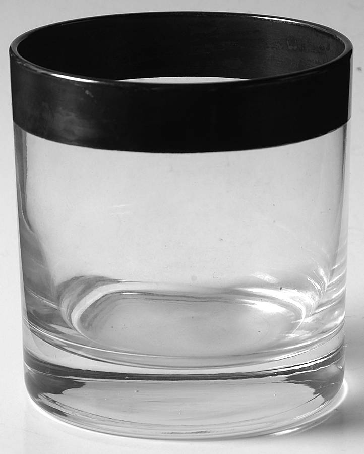Silver Band On the Rocks Glass by Dorothy Thorpe-1